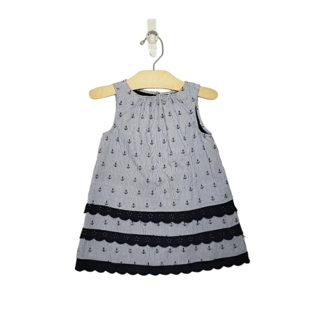 Hatley 2T Toddler Girl Nautical Anchor Print Eyelet Lace Sleeveless Shift Dress